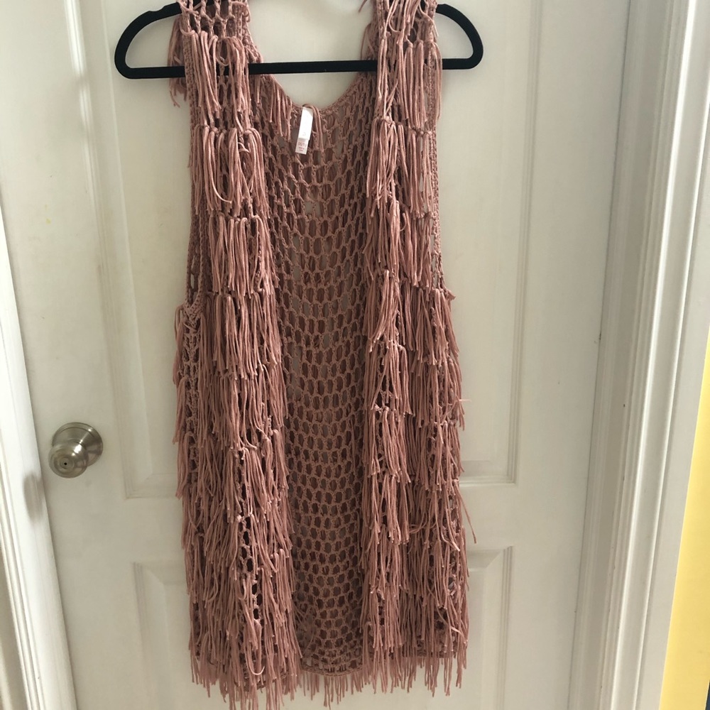 Target Blush Fringe Duster/Vest